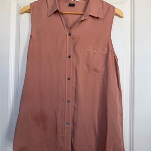 Theory Sleeveless Button-Down Shirt - Dusty Rose